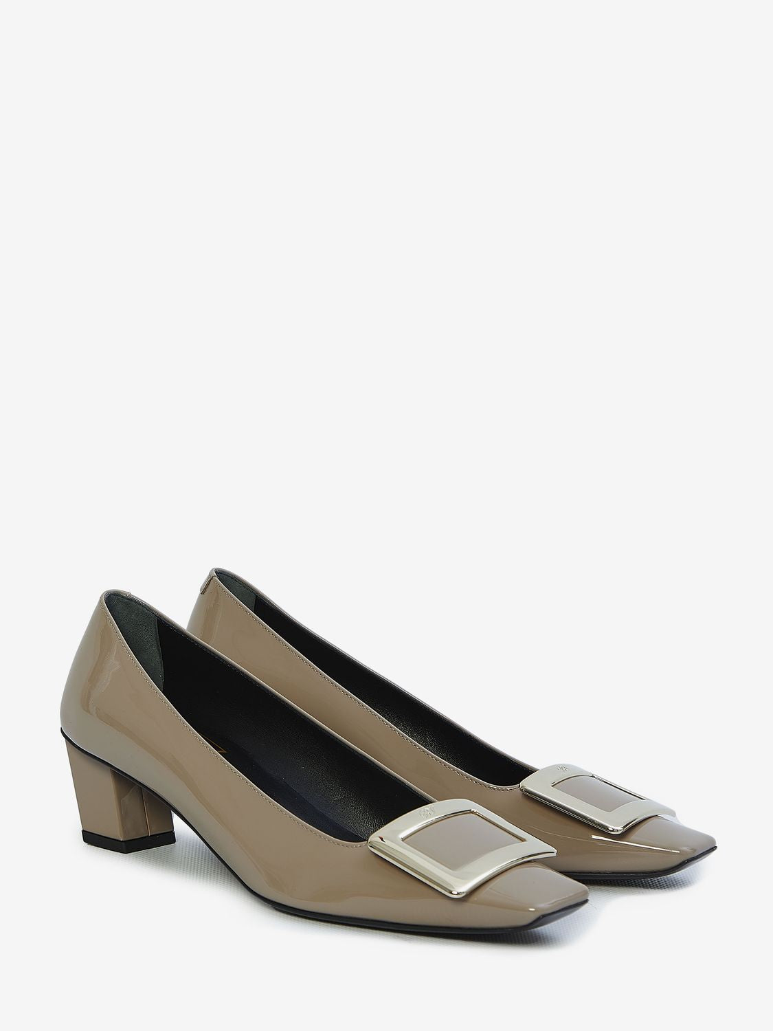 ROGER VIVIER Elegant Beige Patent Leather Pumps with Iconic Buckle - Heel 1.77 in