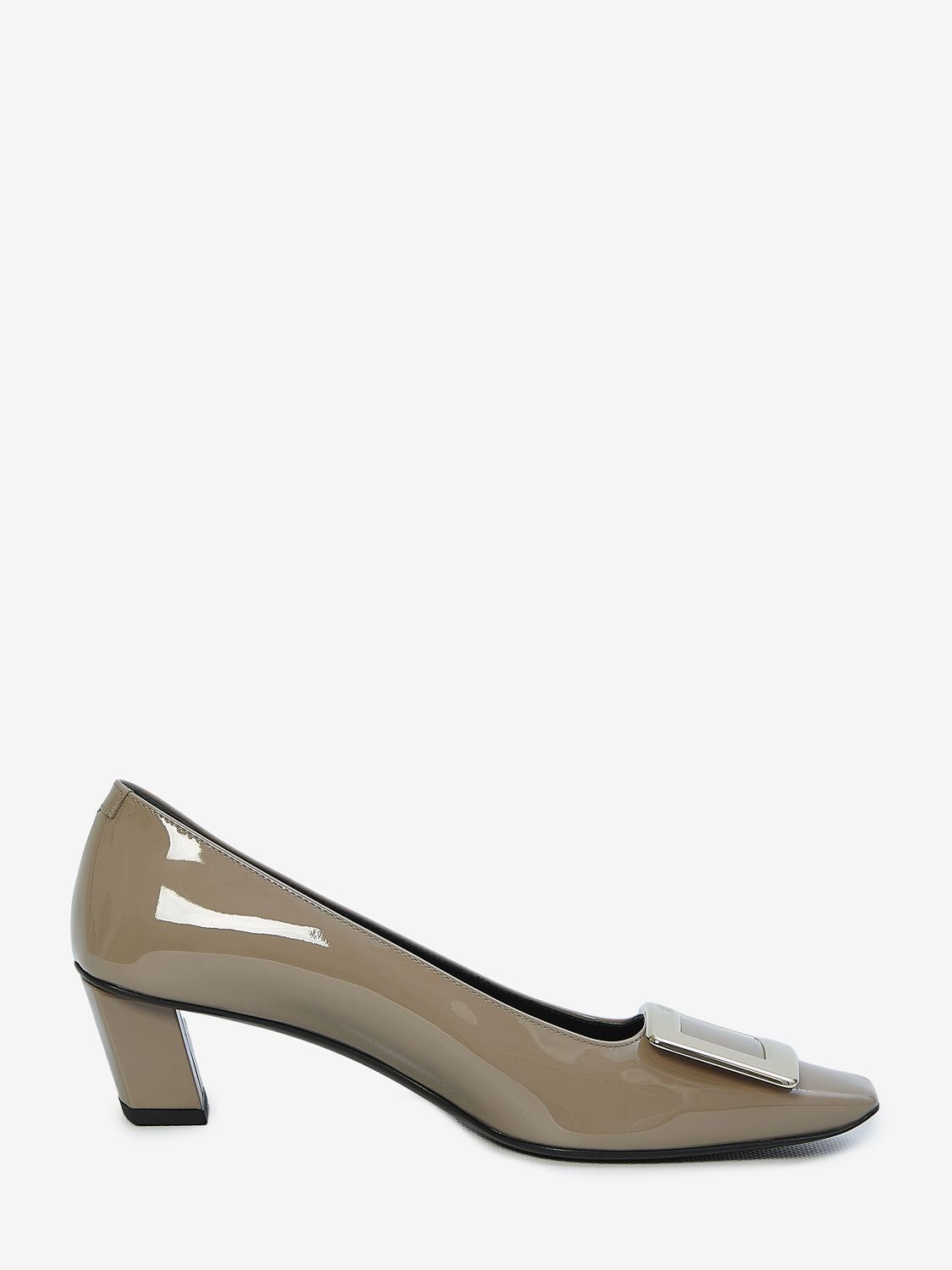 ROGER VIVIER Elegant Beige Patent Leather Pumps with Iconic Buckle - Heel 1.77 in