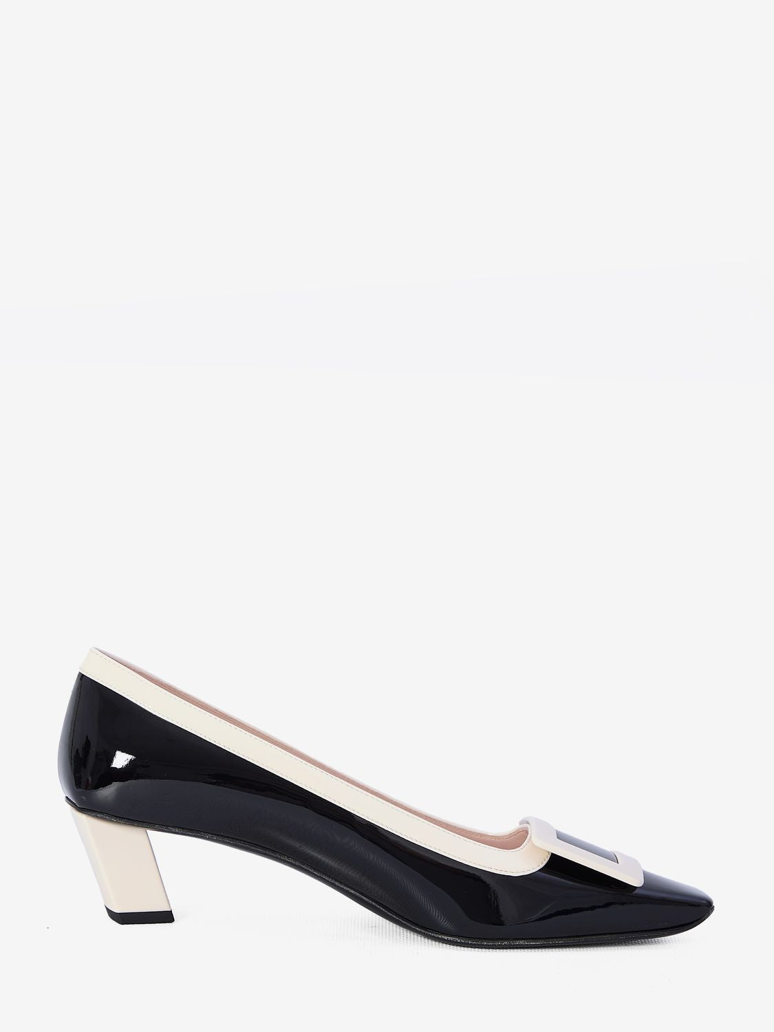 ROGER VIVIER Elegant Patent Leather Pumps with Sculpted Buckle 1.8in Heel