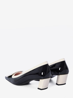 ROGER VIVIER Elegant Patent Leather Pumps with Sculpted Buckle 1.8in Heel