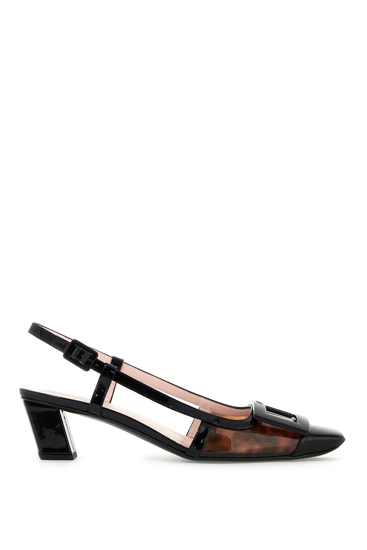 ROGER VIVIER Elegant Patent Leather Slingback Pumps with Tortoiseshell Accent