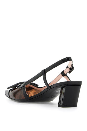 ROGER VIVIER Elegant Patent Leather Slingback Pumps with Tortoiseshell Accent