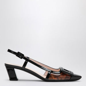 ROGER VIVIER Elegant Patent Leather Slingback Pumps with Tortoiseshell Accent