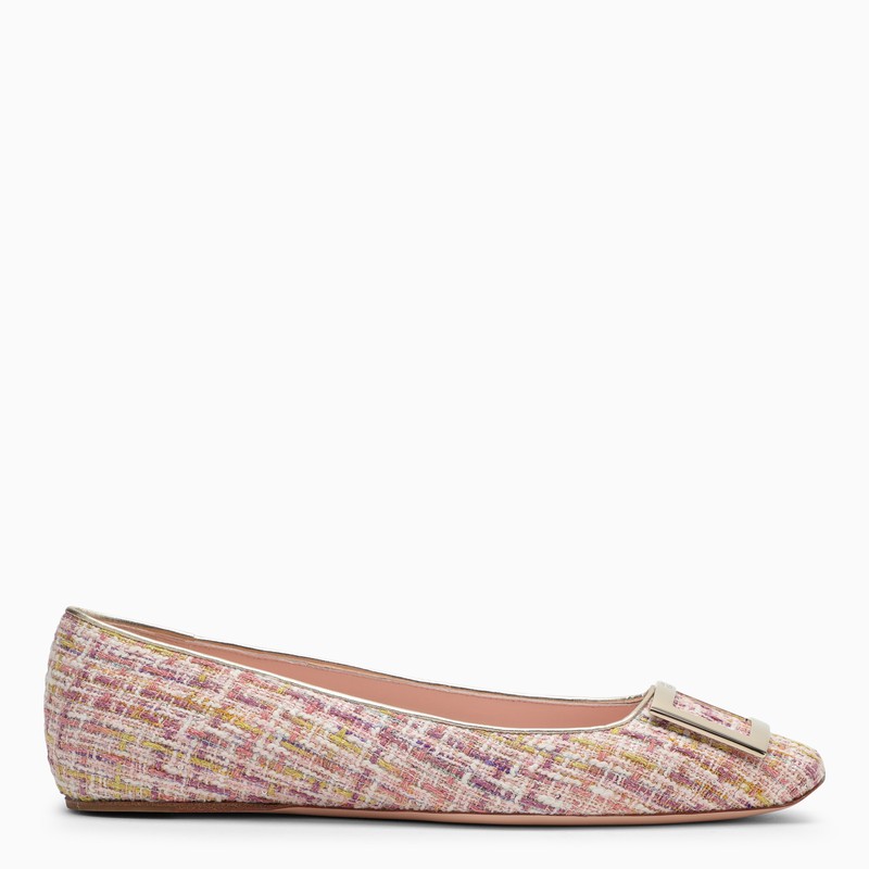 Soft Pink Square Toe Rose Ballerina Flats for Women