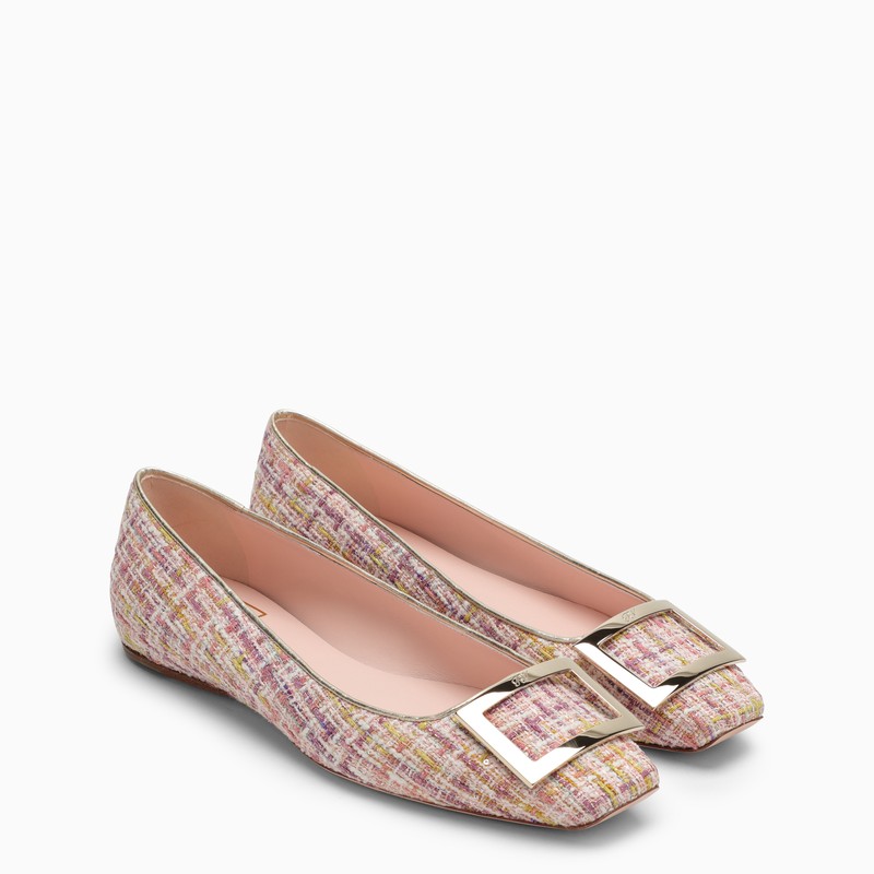 ROGER VIVIER Square Toe Rose Ballerina Flats for Women in Pink