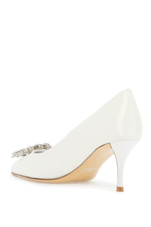 ROGER VIVIER Elegant Satin Pumps with Crystal Flower Buckle