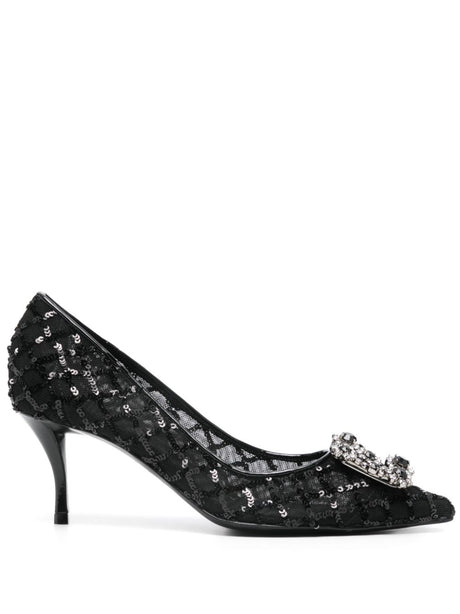 ROGER VIVIER Elegant Flower Strass Pumps - 65mm Mid Heel