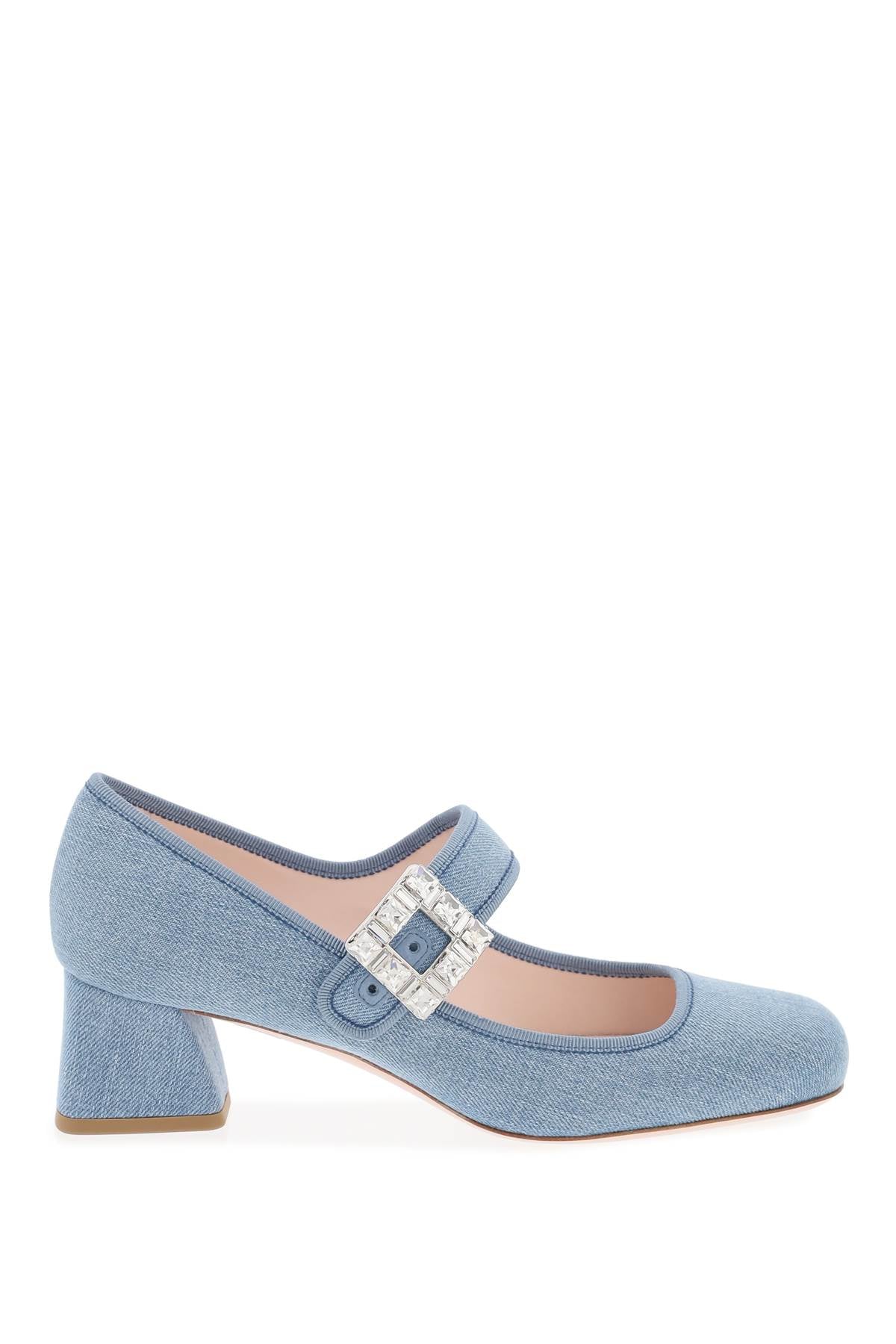 Blue Denim Mary Jane Pumps for Women