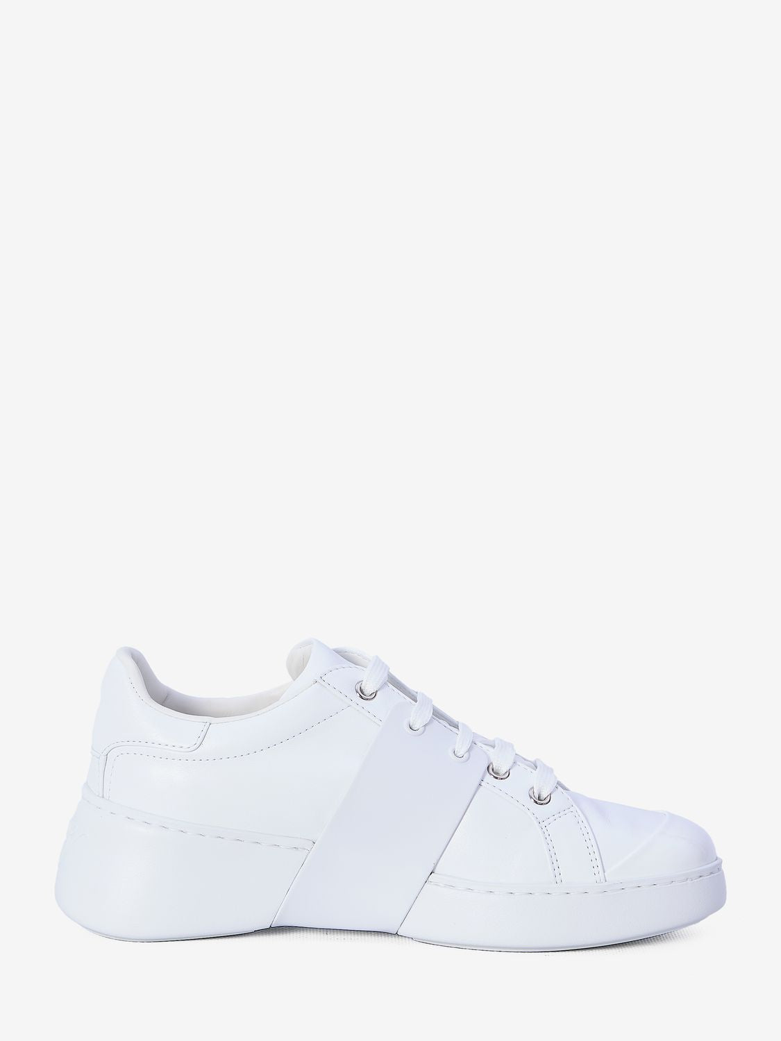 ROGER VIVIER Elegant White Leather Sneakers with Crystal Buckle