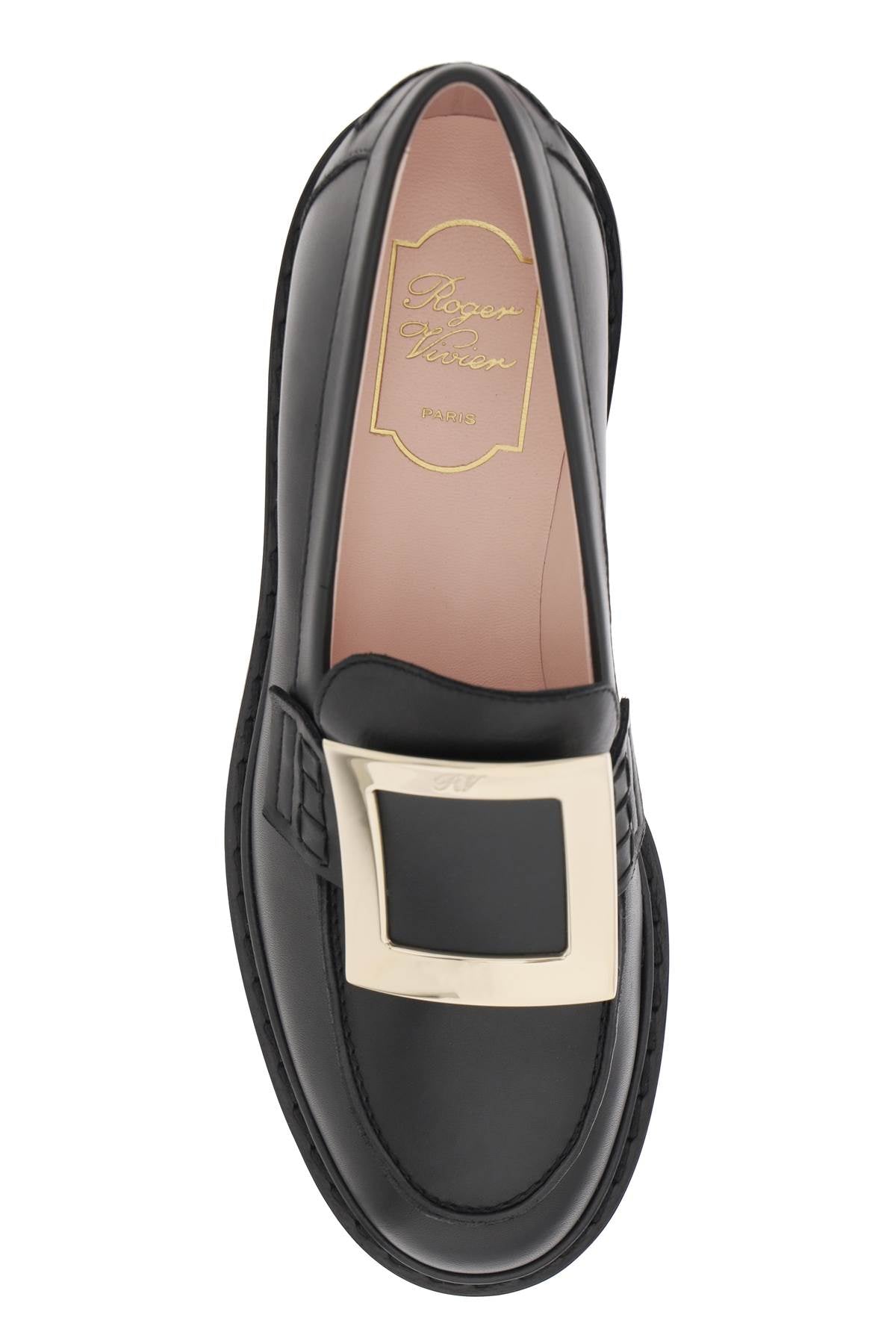 ROGER VIVIER Elegant Mini Buckle Leather Loafers - Heel 3.5cm