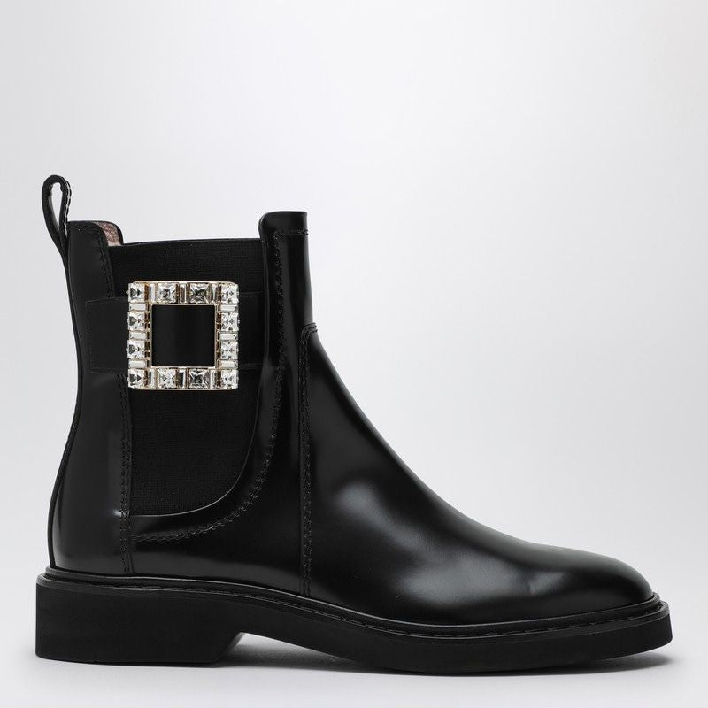 ROGER VIVIER Viv Ranger Low Boots with Rhinestone Buckle