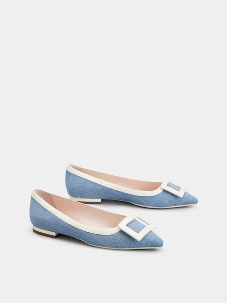 Blue and Ecru Ballarina Flats for Women