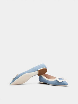 Blue and Ecru Ballarina Flats for Women