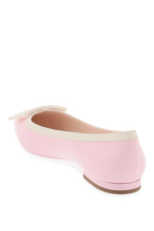 Feminine Pink Leather Ballet Flats with Iconic RV Buckle - SS24 Collection