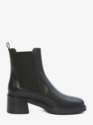 ROGER VIVIER Elegant Black Leather Chelsea Boots with Square Heel, 6cm