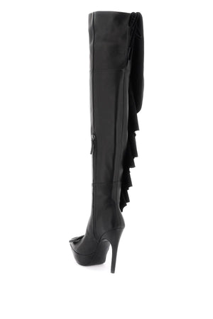 ROGER VIVIER Maxi Ruffle Buckle Boots in Black - FW23