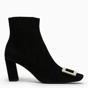 Suede Chelsea Boots with Iconic Buckle and Towering Heel