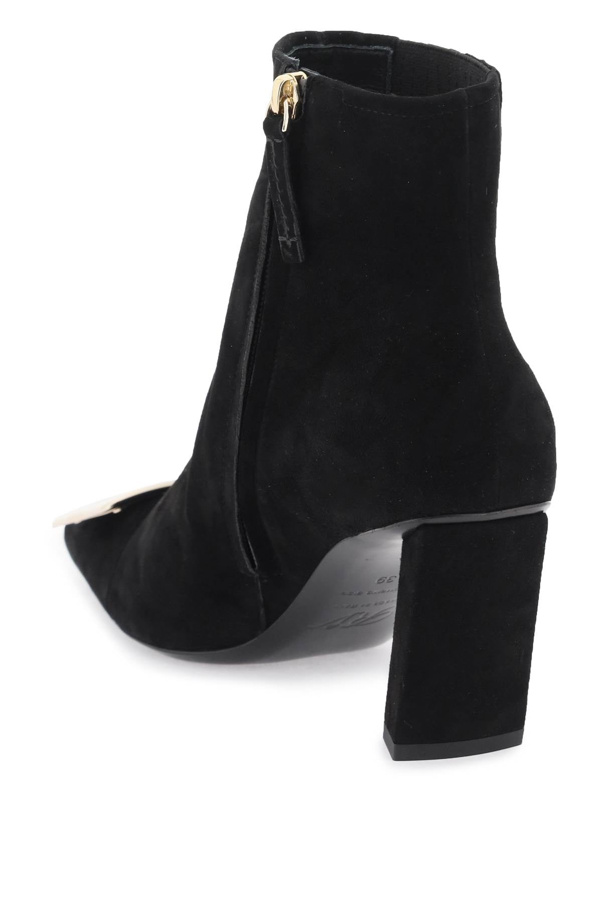 Suede Chelsea Boots with Iconic Buckle and Towering Heel