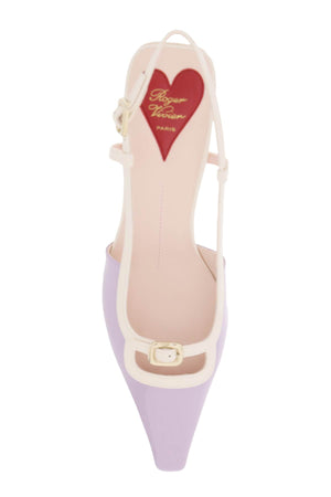 ROGER VIVIER Lilac Patent Leather Slingback Pumps with Cream Details