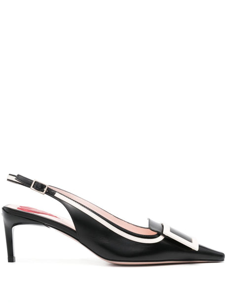 ROGER VIVIER Mid Stiletto Slingback Pumps with Decorative Buckle Detail