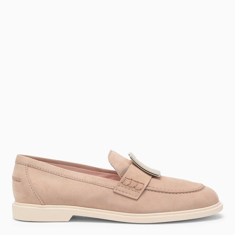 Suede Viv' Rangers Loafers with Platinum Buckle for Women