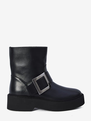 ROGER VIVIER High Ranger Leather Biker Booties