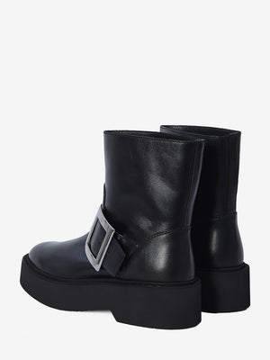 ROGER VIVIER High Ranger Leather Biker Booties