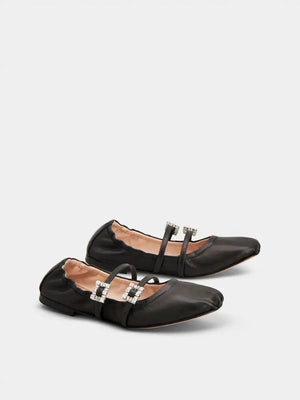 ROGER VIVIER Elegant Black Leather Mary Janes