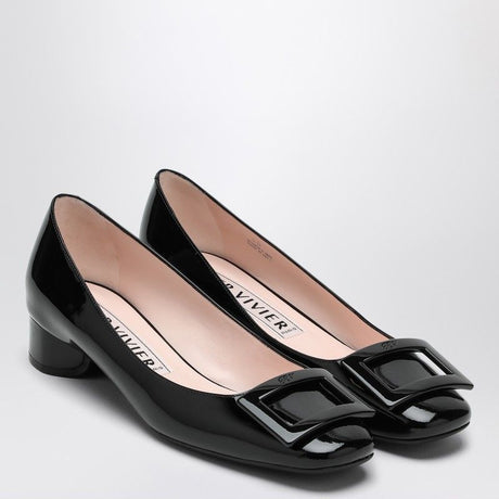 ROGER VIVIER Patent Leather Ballerina with Lacquered Buckle and Thick Heel