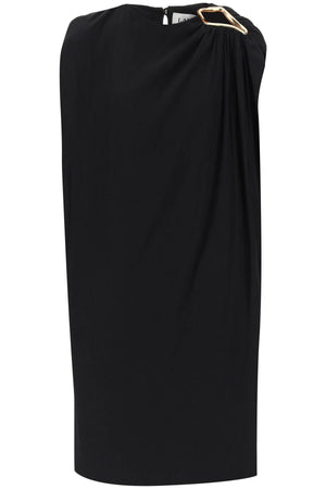 Chic Black Draped Midi Dress for Women