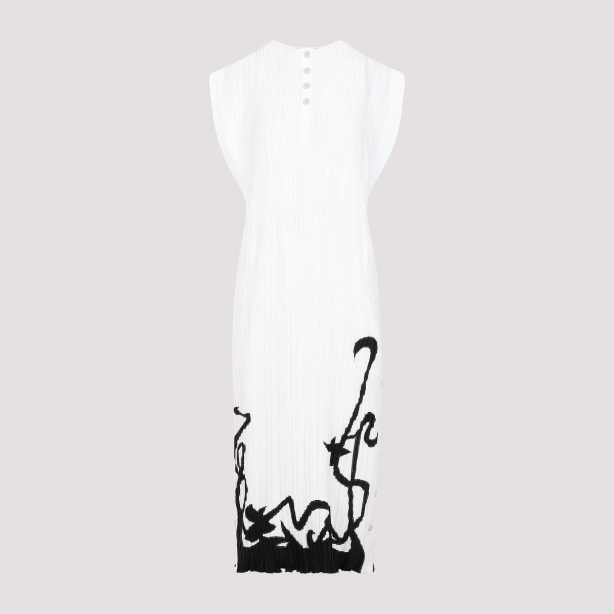 LANVIN Sleeveless Pleated Midi Dress for Women in White