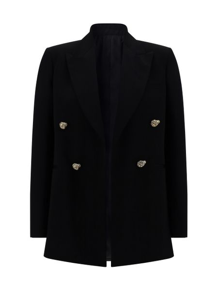 冬のコレクションFW23のための女性用ブラックウールジャケット