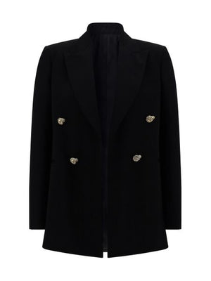 冬のコレクションFW23のための女性用ブラックウールジャケット