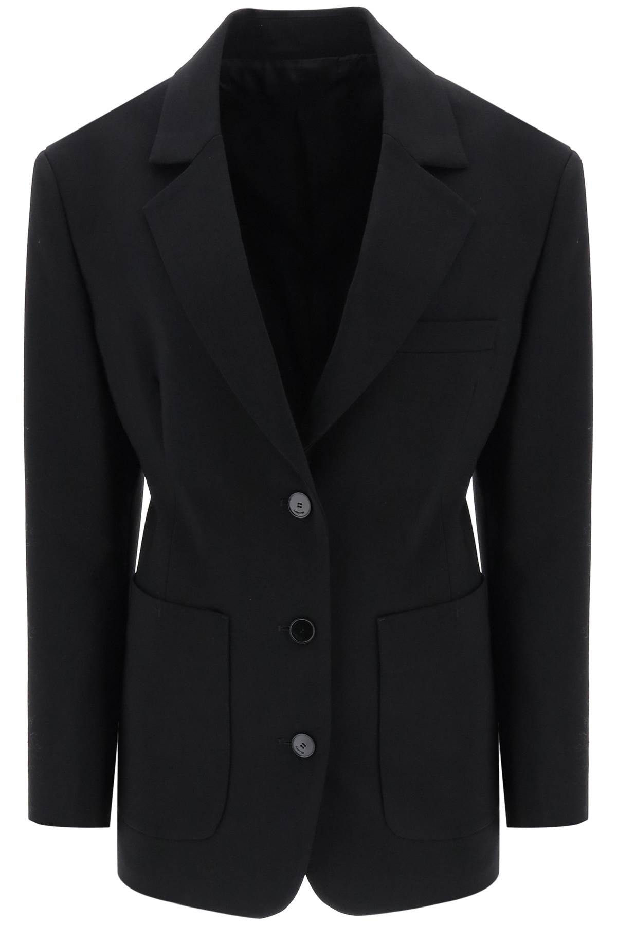 LANVIN Stylish Black Waisted Single Breasted Jacket for Women