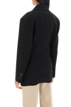 LANVIN Stylish Black Waisted Single Breasted Jacket for Women