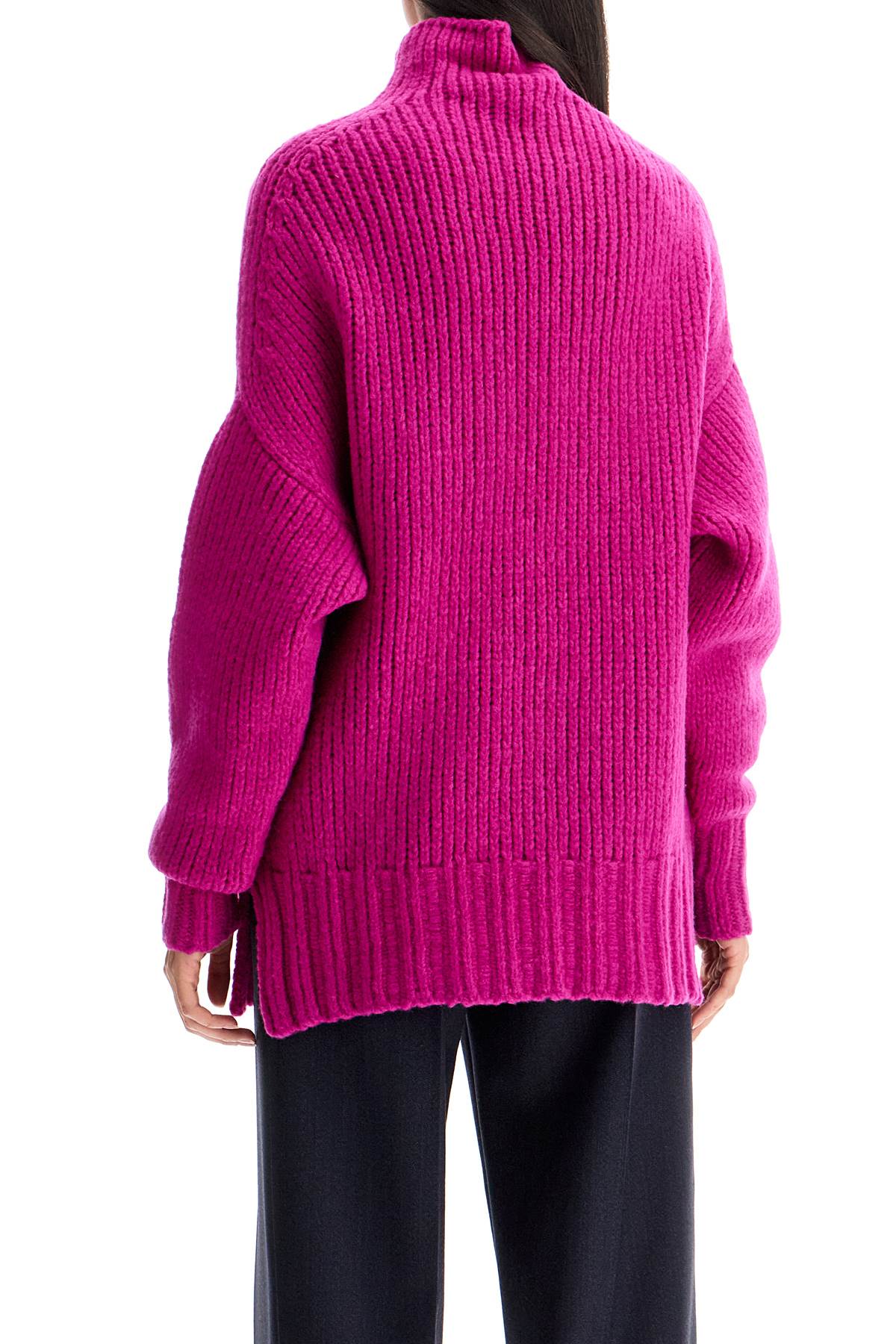 LANVIN Luxurious High-Neck Wool Sweater with Pin Accents