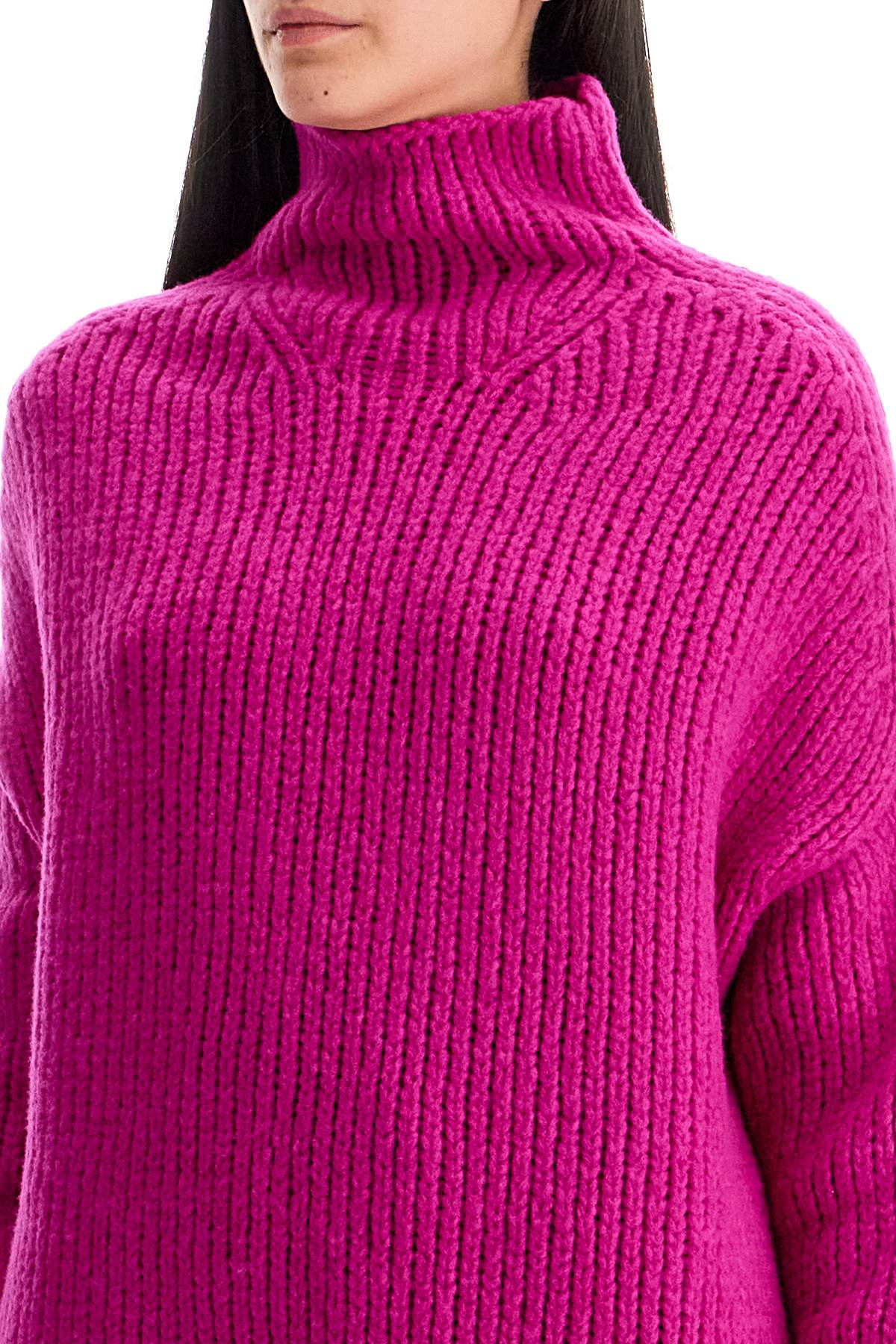 LANVIN Luxurious High-Neck Wool Sweater with Pin Accents