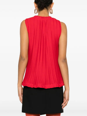 Radiant Red Draped Pleated Top