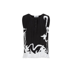 LANVIN Sleeveless Pleated Top for Women in Black - SS24