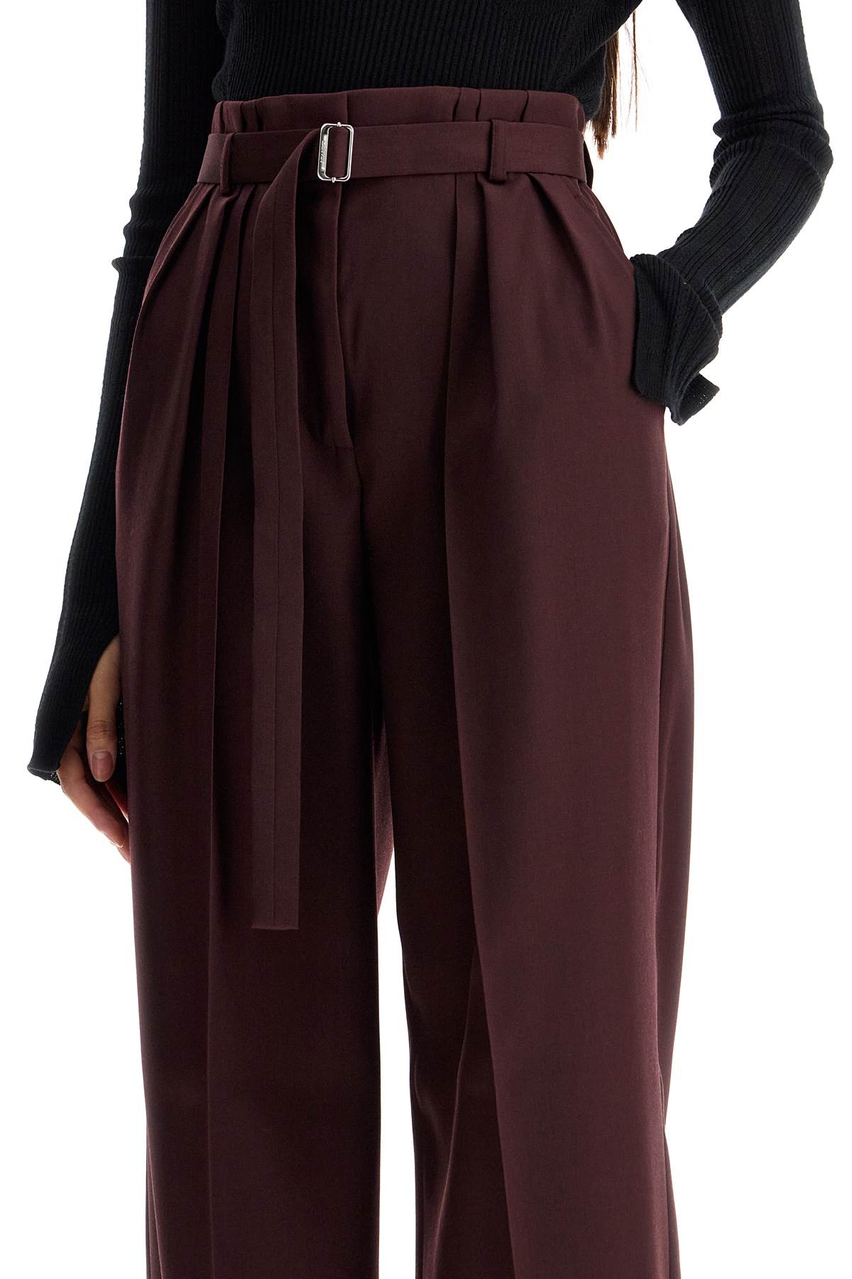 LANVIN High-Waisted Wide-Leg Pants with Belt - Size 36