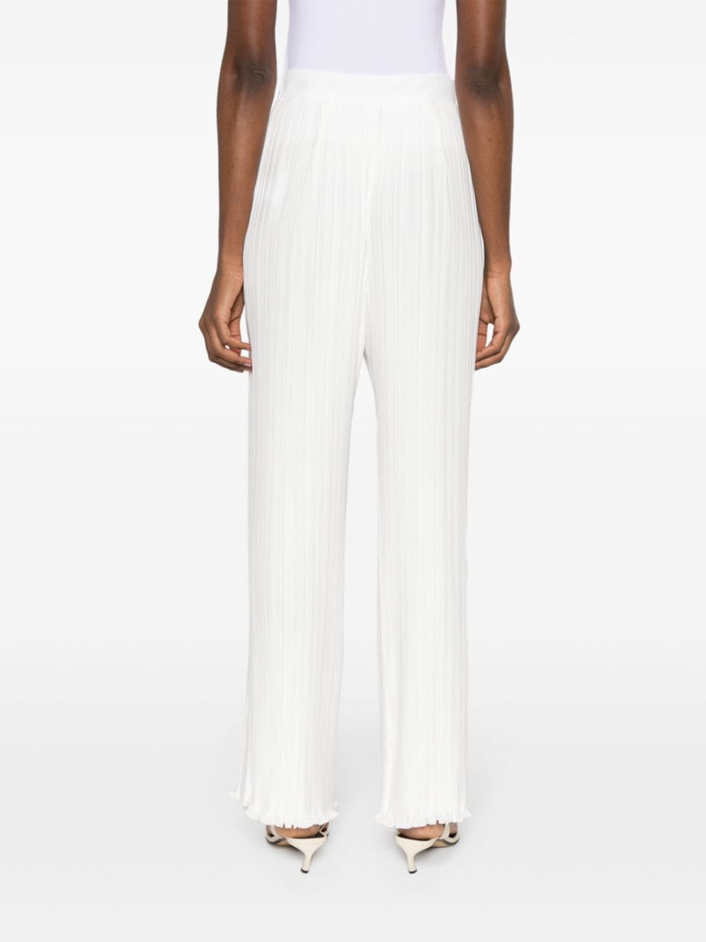 Pleated Wide Leg Trousers in Off-White for Women - SS24 Collection