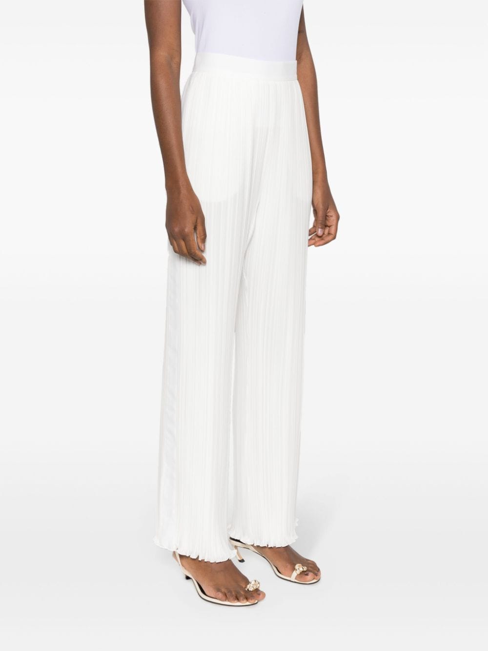 Pleated Wide Leg Trousers in Off-White for Women - SS24 Collection