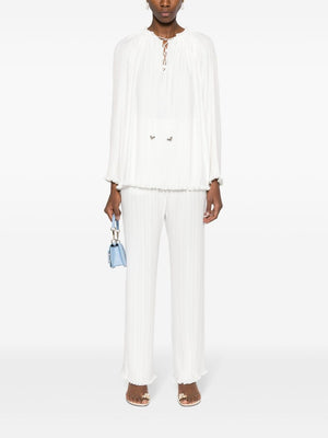 Pleated Wide Leg Trousers in Off-White for Women - SS24 Collection