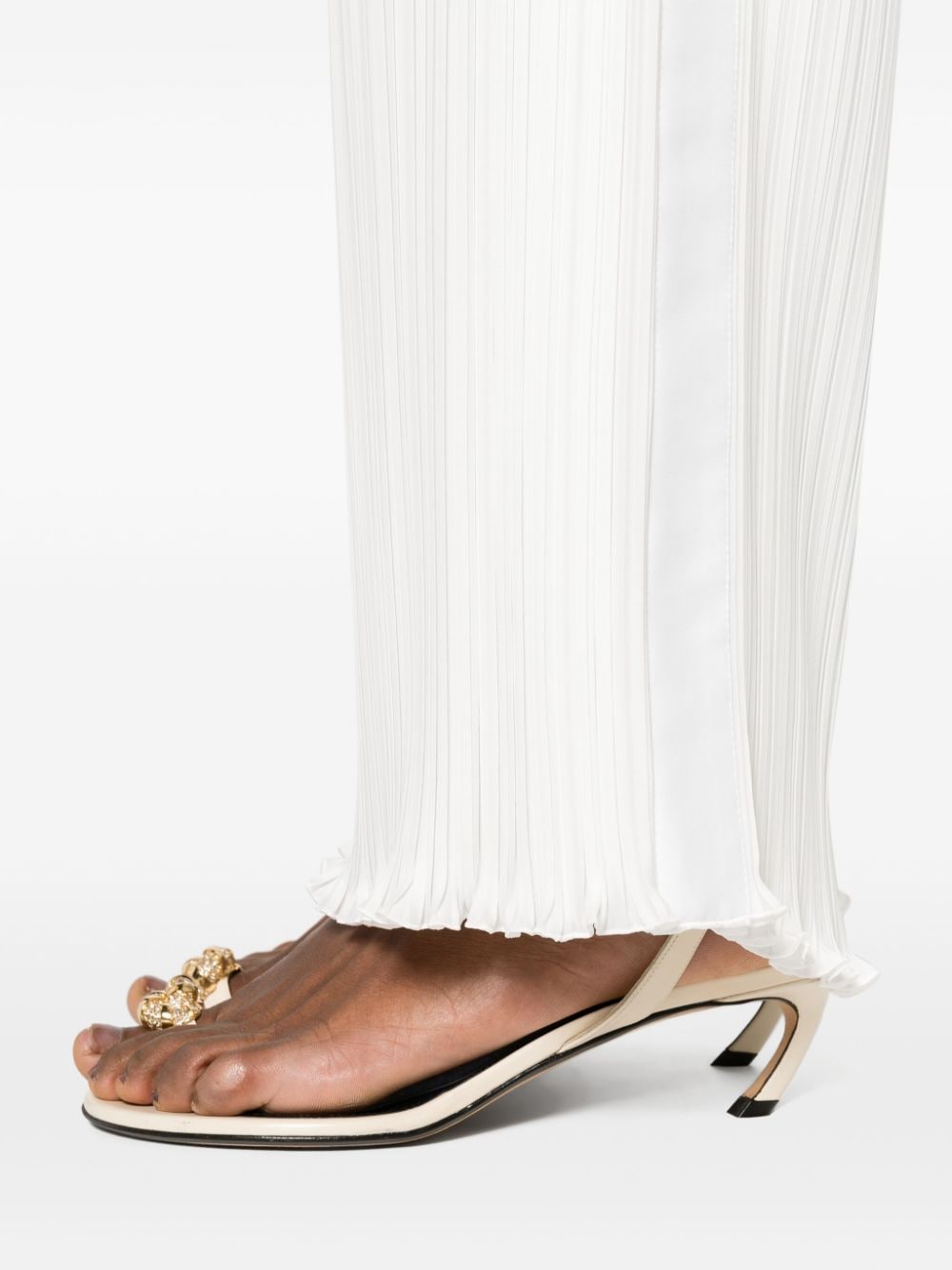 Pleated Wide Leg Trousers in Off-White for Women - SS24 Collection