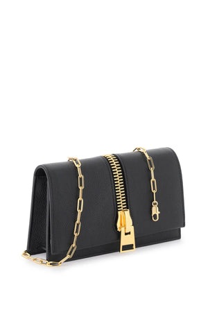 TOM FORD Black Grained Leather Mini Clutch with Gold-Tone Chain Strap