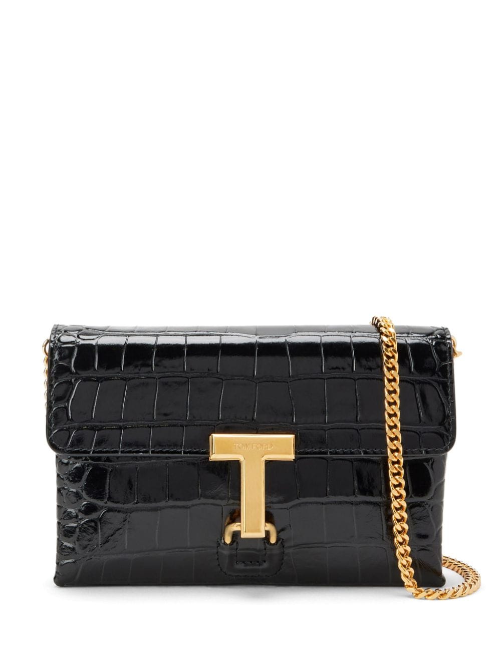 TOM FORD Croc Embossed Leather Crossbody Handbag