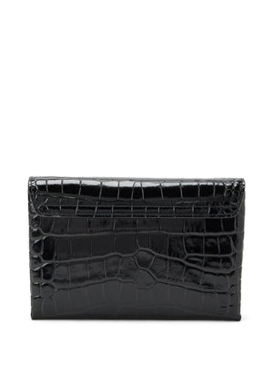 حقيبة كروسبودي فخمة بنقوش تمساح للنساء باللون الأسود لموسم SS24