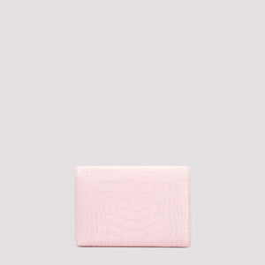 محفظة نسائية من جلد التمساح الوردي والأرجواني - مجموعة SS24