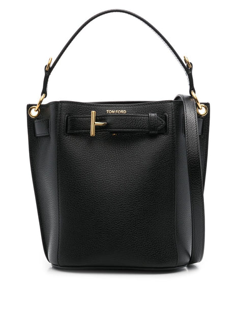 TOM FORD Mini Leather Bucket Handbag with Detachable Strap