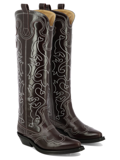 GANNI Purple Leather Cowboy Boots for Women, Fall/Winter 2024 Collection